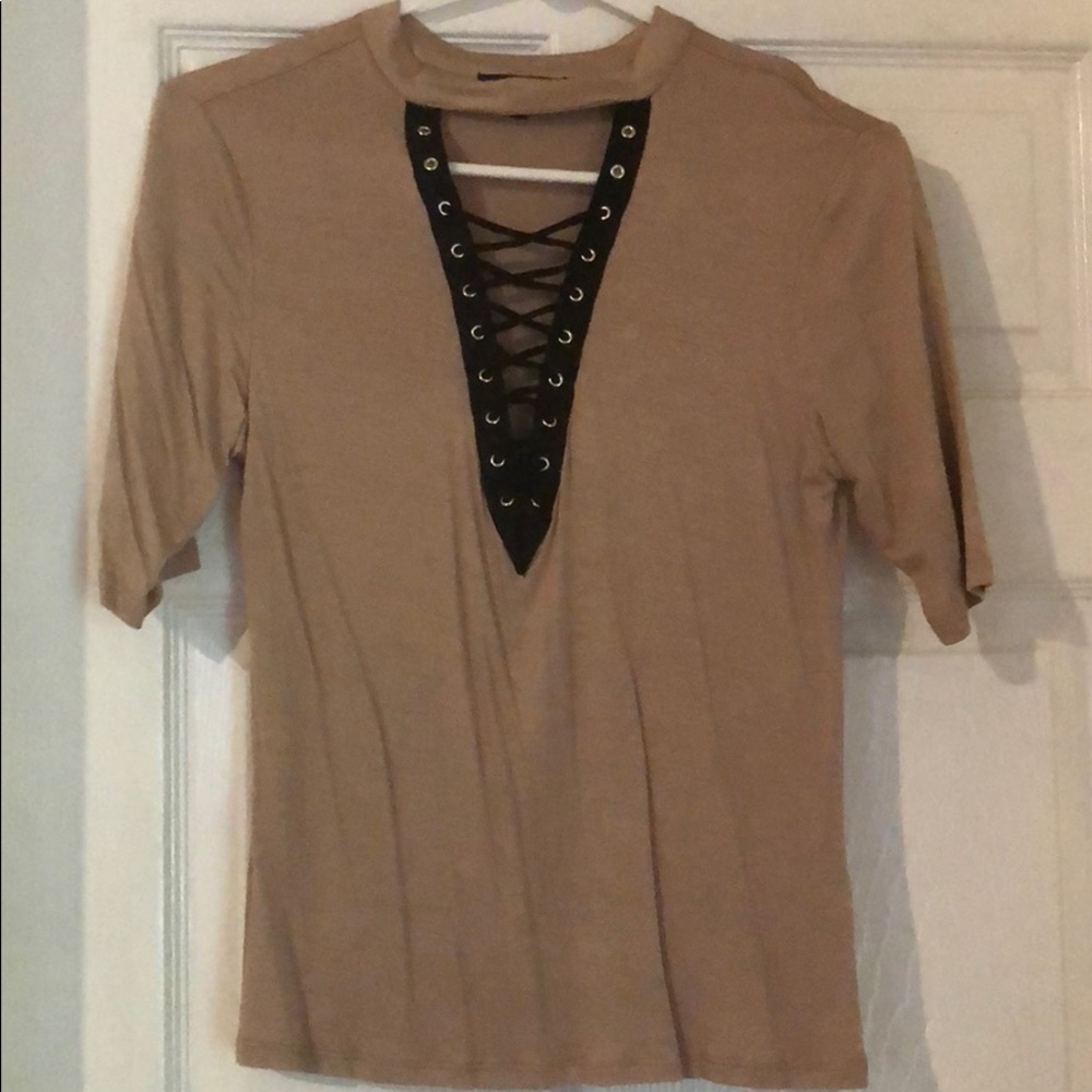 Light brown & black lace top from H&M